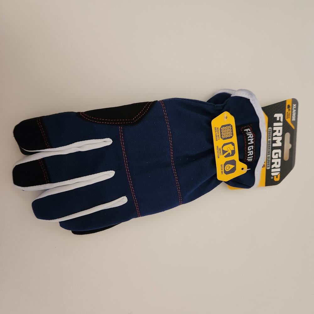 Men's Firm Grip X large utility duck canvas gloves Navy blue and white